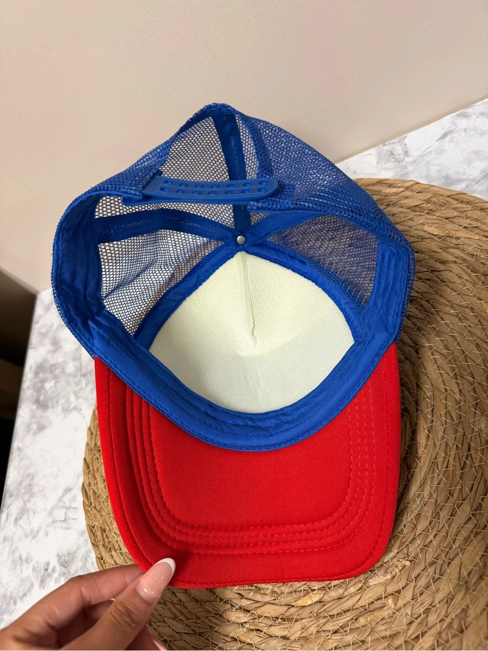 SHEIN Red White and Blue Trucker Hat 'MERICA Print